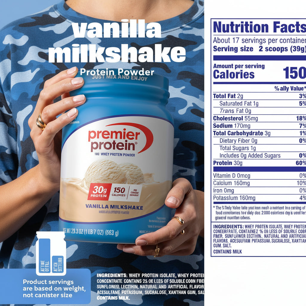 Premier Protein 100% Whey Powder, Vanilla Milkshake (Keto Friendly), 2-Pack (46.6 oz Total)