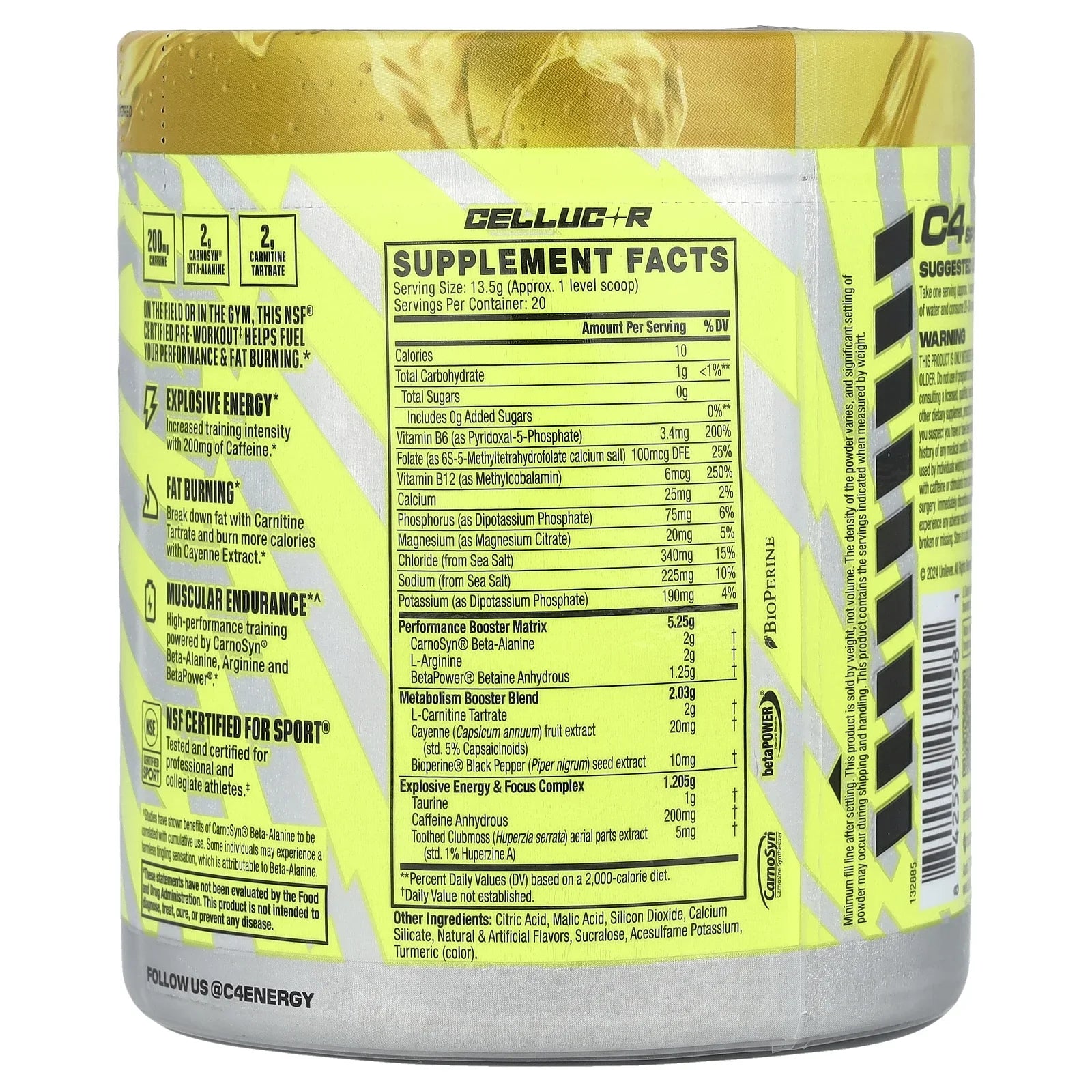 C4 Sport Ripped Pre-Workout Powder Hawaiian Pineapple - 2 Pack! 40 Total Servings