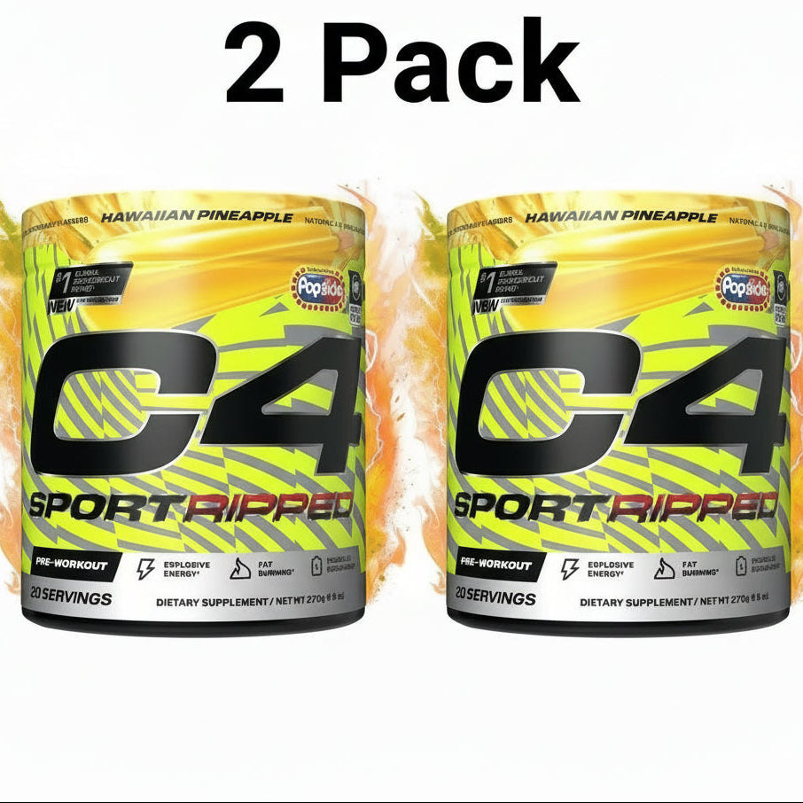 C4 Sport Ripped Pre-Workout Powder Hawaiian Pineapple - 2 Pack! 40 Total Servings